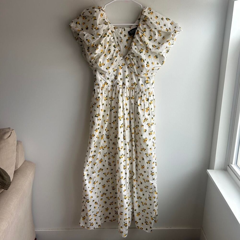 J.Crew White and Yellow Floral Maxi Dress Size 4 / Small